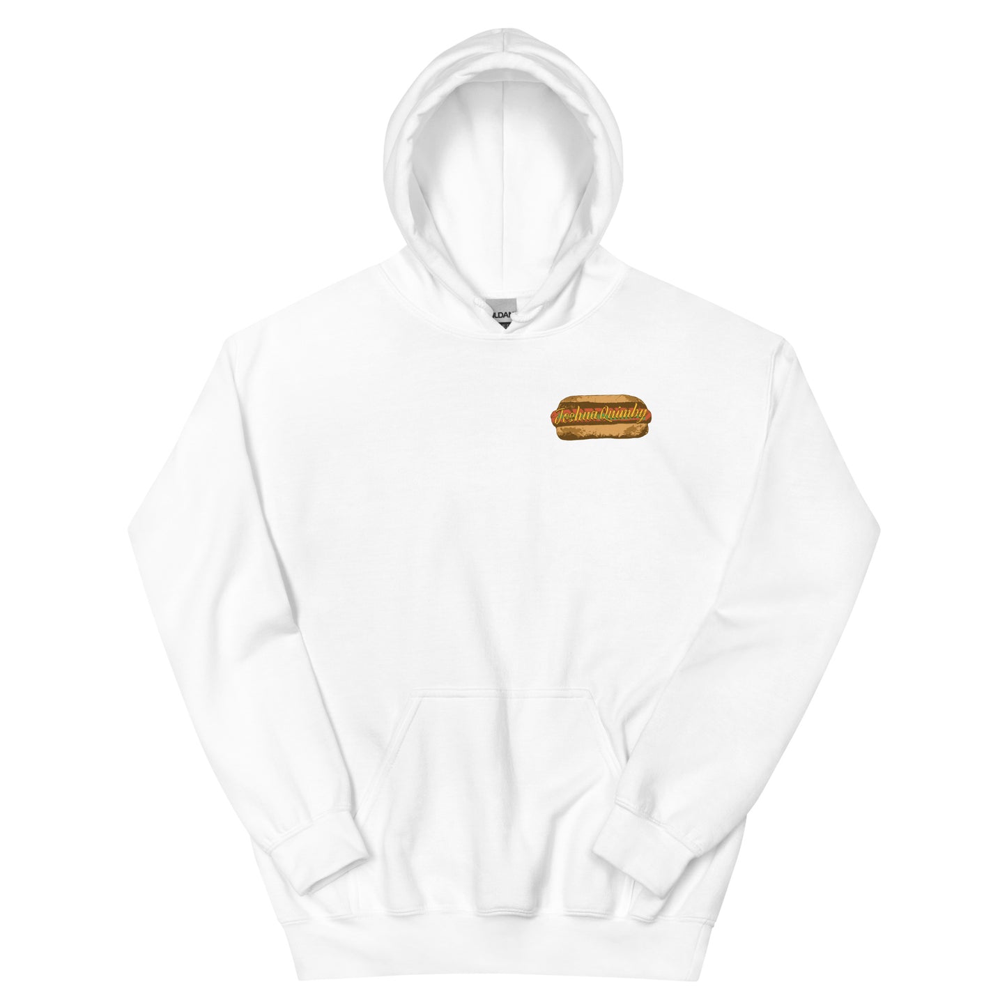 Big Hot Dogs Unisex Hoodie w/Relish Back (White)